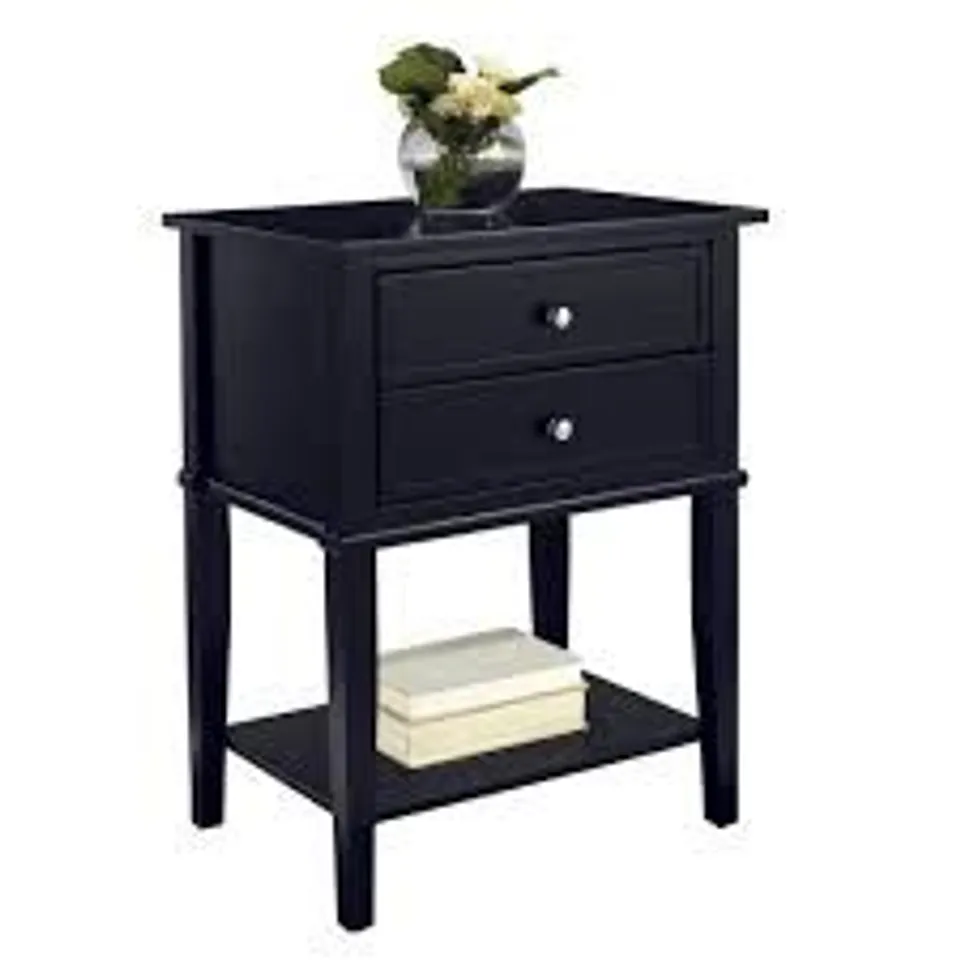 BOXED FRANKLIN ACCENT TABLE WITH 2 DRAWERS - BLACK (1 BOX)