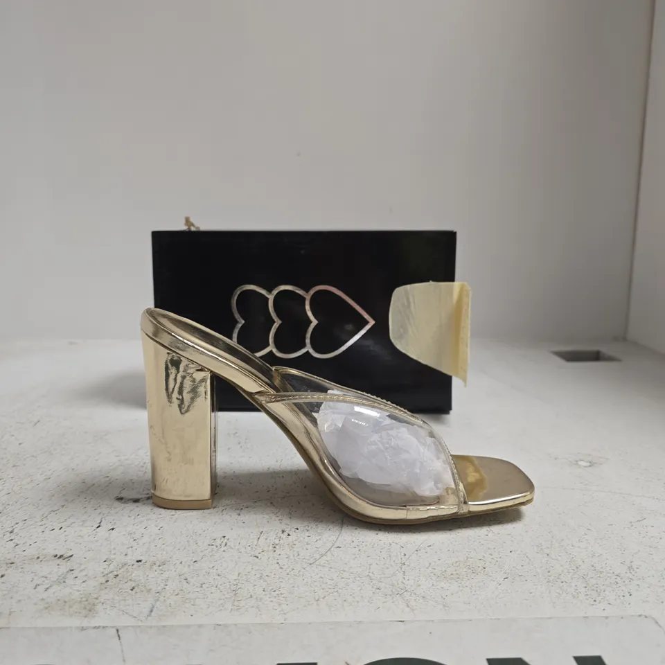 KOI GOLD METALLIC SANDALS – STYLE DB145, UK7 (EU40), WOMEN'S OPEN-TOE HEELED SANDALS