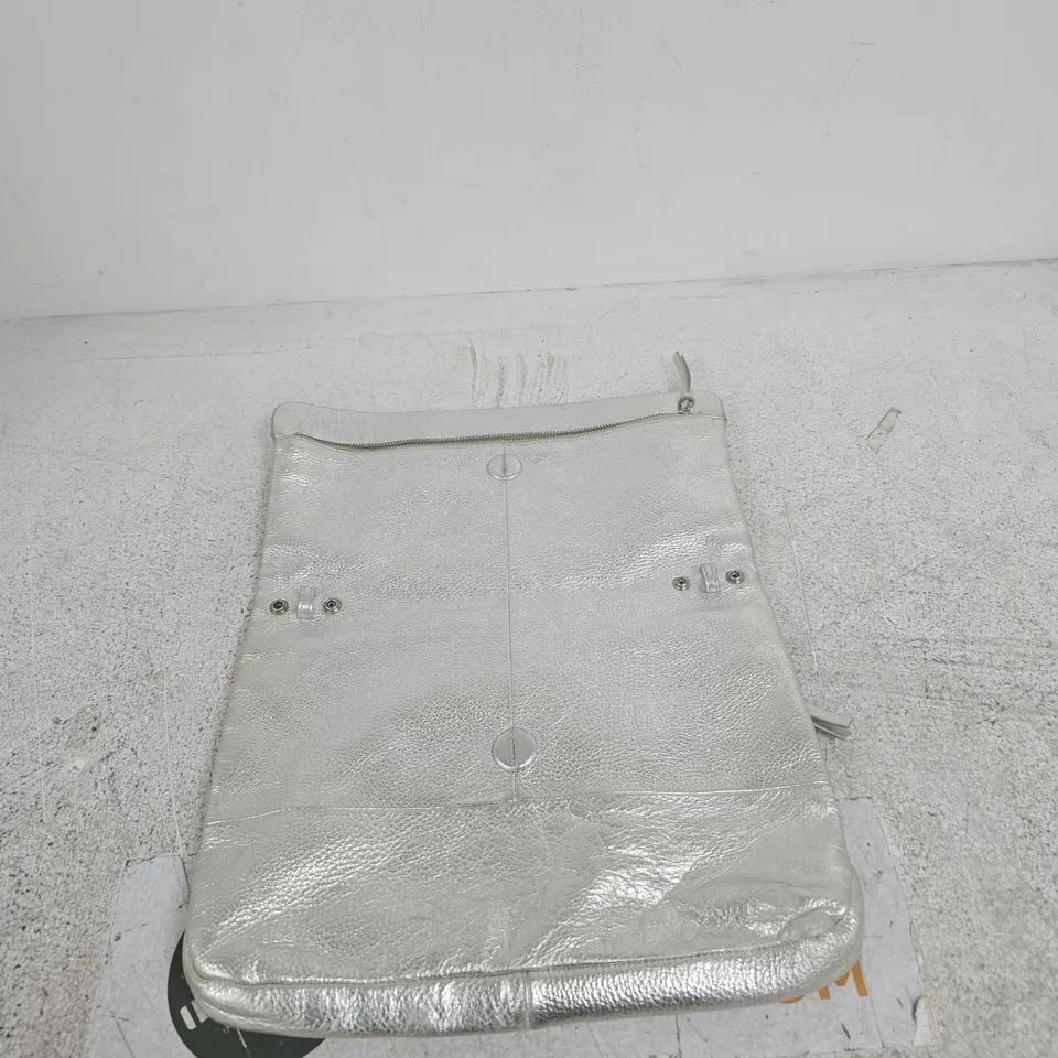JOHN LEWIS & PARTNERS METALLIC SILVER POUCH BAG