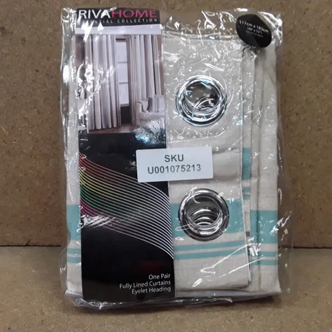 BRAND NEW RIVAHOME FULLY LINED CURTAINS 117CM X 183CM - NATURAL