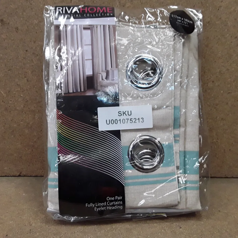 BRAND NEW RIVAHOME FULLY LINED CURTAINS 117CM X 183CM - NATURAL 