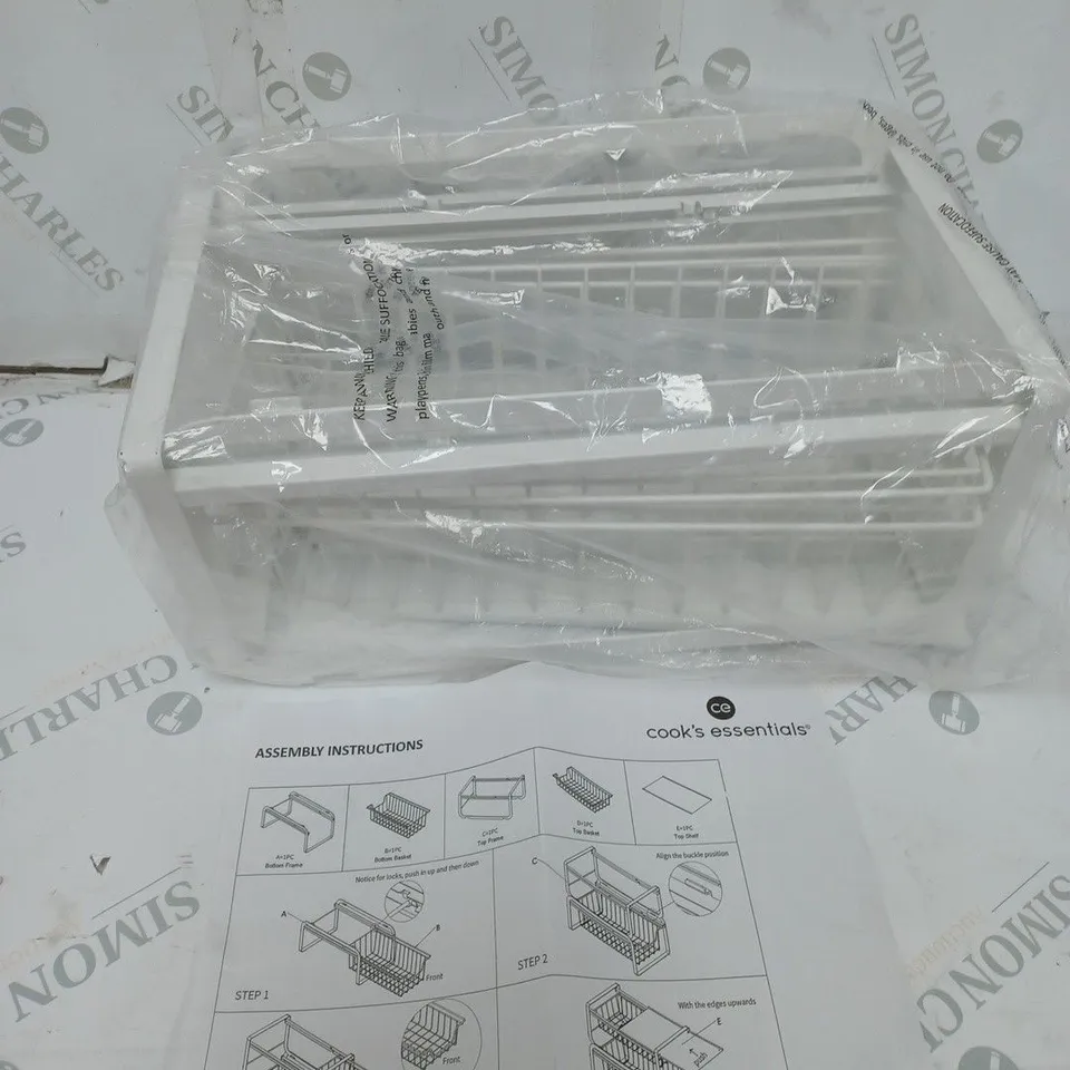 COOK'S ESSENTIALS METAL 2 LAYER PULL STORAGE IN WHITE