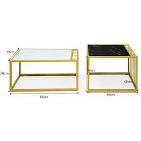 BOXED COSTWAY FAUX MARBLE NEST OF TABLES SET OF 2