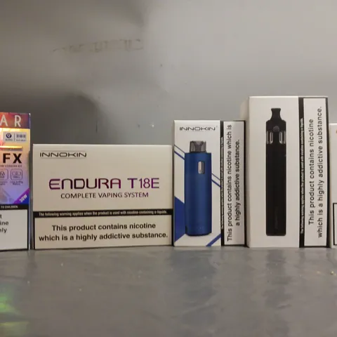 BOX OF APPROXIMATELY 18 ASSORTED E-CIGARETTES TO INCLUDE INNOKIN, ELF BAR, ASPIRE 