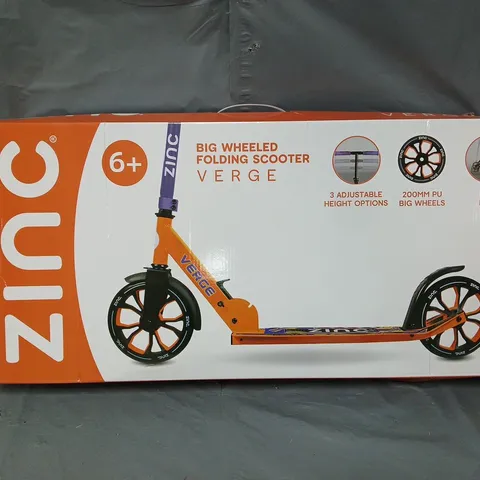 BOXED ZINZ BIG WHEELED FOLDING VERGE SCOOTER (ORANGE & PURPLE)