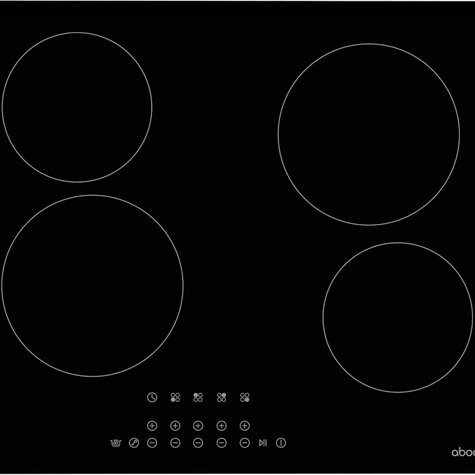 BOXED ABODE ELECTRIC HOB 59CM CERAMIC COOKTOP WITH 4 COOKING ZONES, 9 POWER LEVELS, TOUCH CONTROL & EASY CLEAN, SAFETY CUT OFF, TIMER & LED DISPLAY, CHILD LOCK & KEEP WARM FEATURES A60EH301B