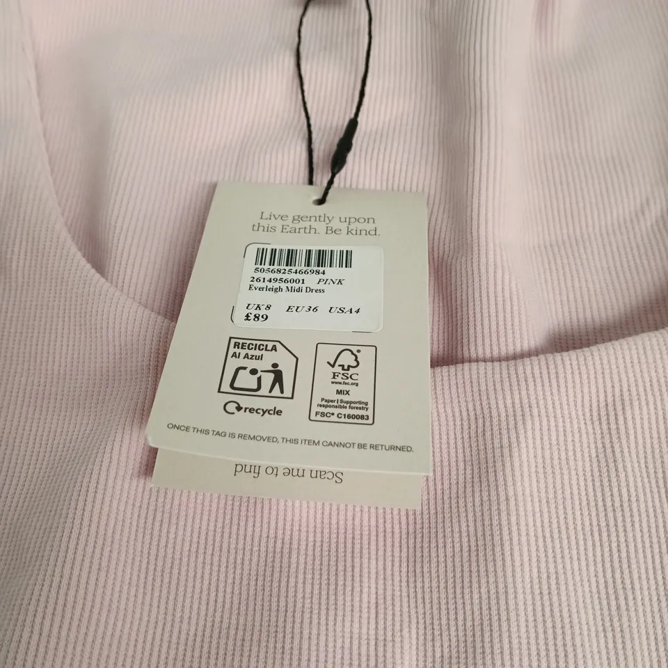 NOBODY'S CHILD EVERLEIGH MIDI DRESS – PINK, UK 8 (EU 36, USA 4)