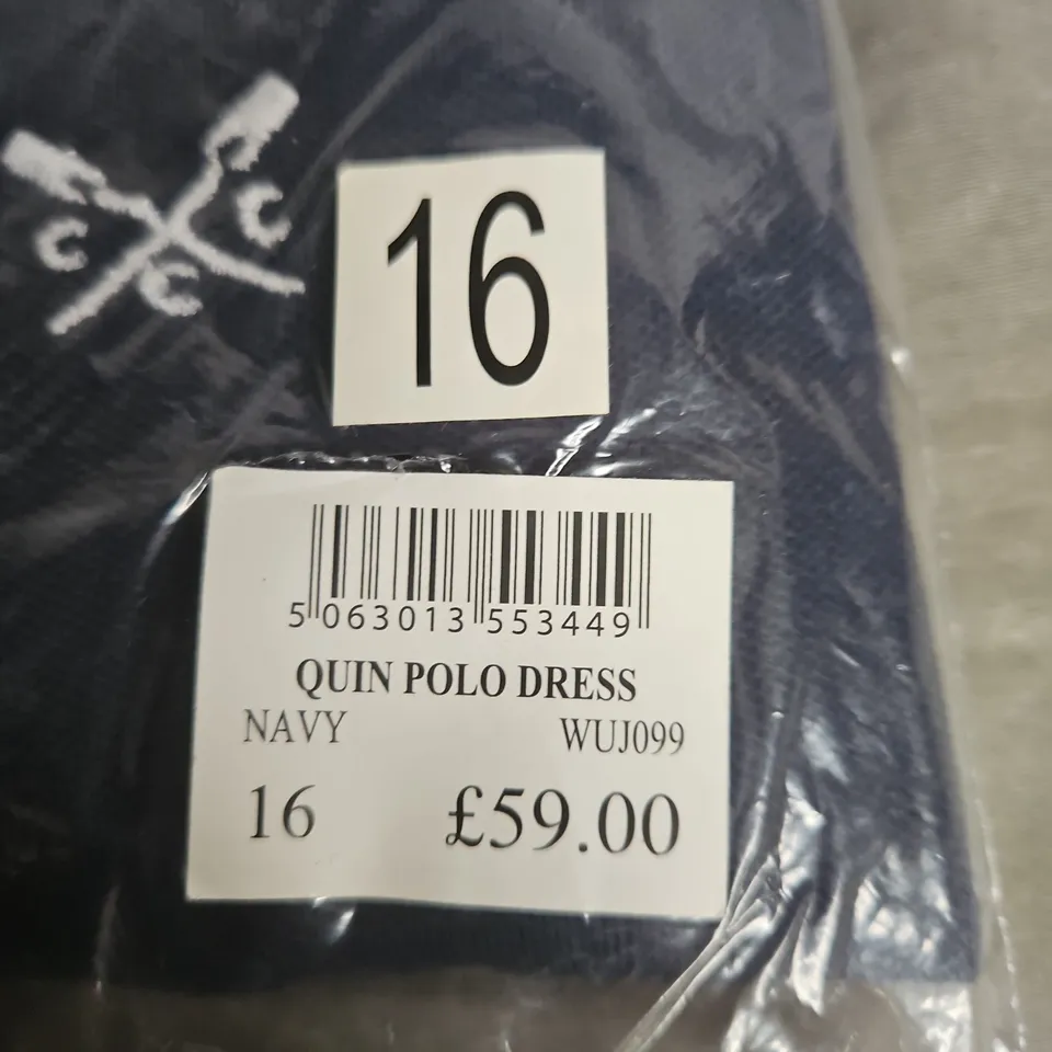 CREW CLOTHING QUIN POLO DRESS – NAVY, WOMEN'S, SIZE 16