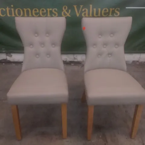 SET OF 2 BROOKLYN TAN LEATHER DINING CHAIRS (OAK LEG)