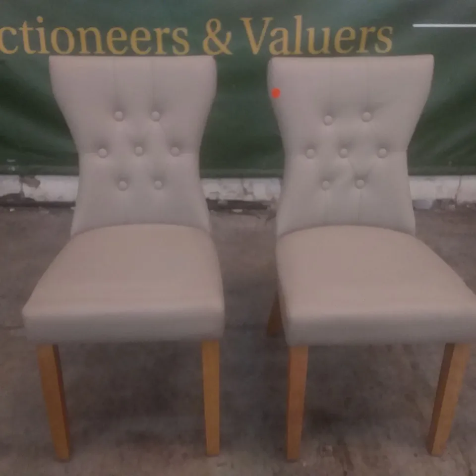 SET OF 2 BROOKLYN TAN LEATHER DINING CHAIRS (OAK LEG)
