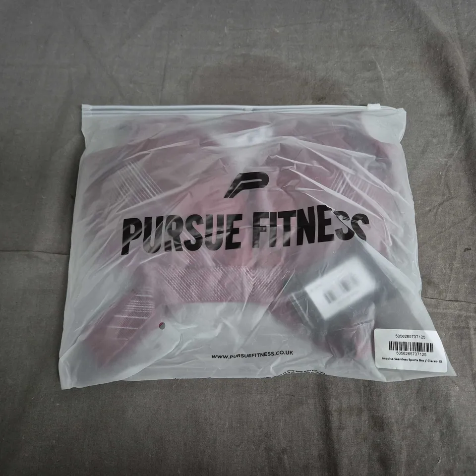 BAGGED PURSUE FITNESS IMPULSE SEAMLESS SPORTS BRA – CLARET, XL