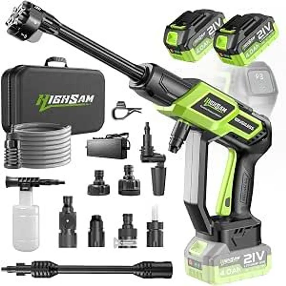 BOXED CORDLESS PRESSURE WASHER, 3000W BRUSHLESS MOTOR MAX 135BAR 20L/MIN, PORTABLE PRESSURE WASHER WITH 2×4.0AH BATTERIES, 6-IN-1 180° ROTATING NOZZLE, JET WASH POWER WASHER FOR CAR AND HOME CLEANING 