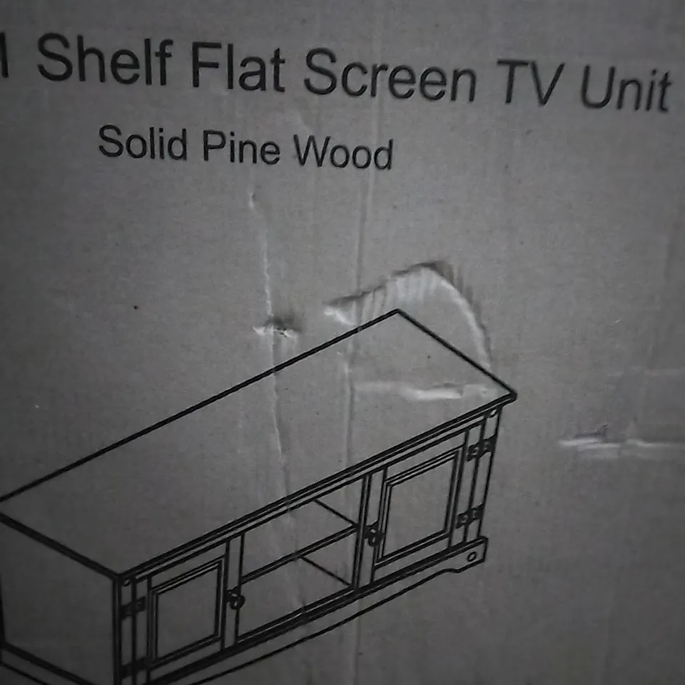 2 DOOR 1 SHELF FLAT SCREEN TV UNIT IN SOLID PINE