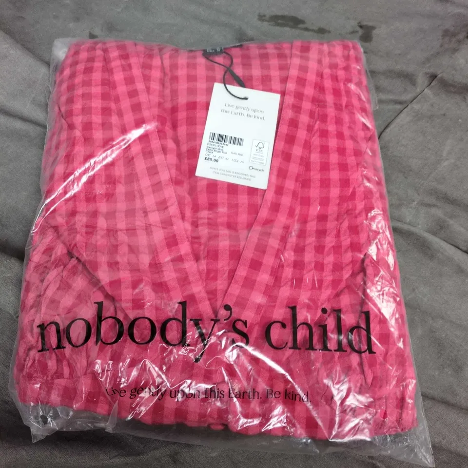 NOBODY'S CHILD STARLIGHT MIDI DRESS – BRIGHT PINK CHECK, UK 14 (EU 42, US 10)