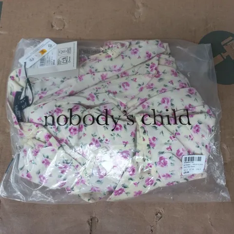 BAGGED NOBODY'S CHILD AVERY MINI DRESS IN CREAM FLORAL SIZE UK 12
