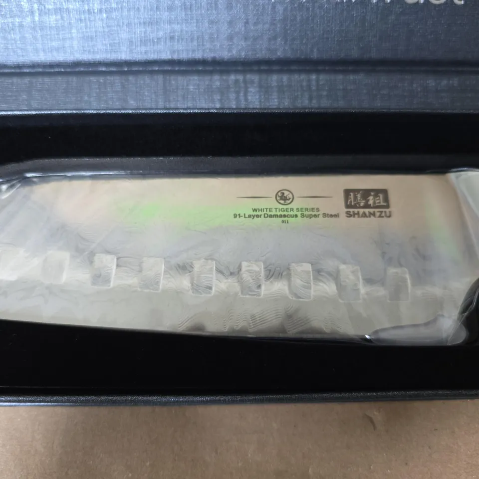 SHANZU WHITE TIGER SERIES 91-LAYER DAMASCUS SUPER STEEL KNIFE – BOXED