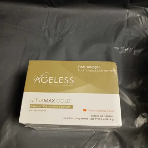 AGELESS ULTRAMAX GOLD ADVANCED REJUVENATION FORMULA – VALENCIA ORANGE FLAVOR, DIETARY SUPPLEMENT