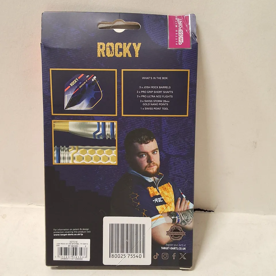 TARGET DARTS ROCKY JOSH ROCK 22G STEEL TIP SET – 3 DARTS (BOXED)
