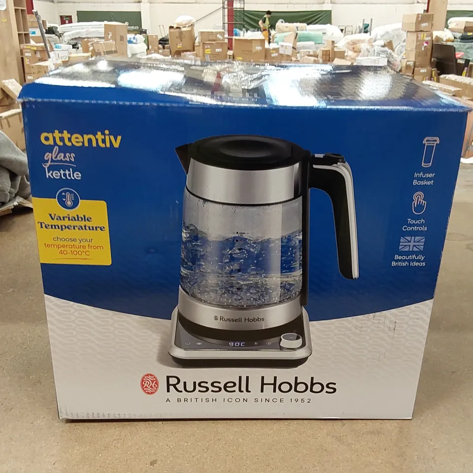 BOXED RUSSELL HOBBS ATTENTIV VARIABLE TEMPERATURE KETTLE (1 BOX)