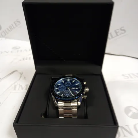 MENβS LATOR CALIBRE L2842 CHRONOGRAPH WATCH - STAINLESS STEEL STRAP β BLUE DIAL & BEZEL β CHRONOGRAPH MOVEMENT