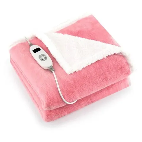 BOXED COSTWAY REVERSIBLE ELECTRIC HEATED BLANKET WITH 10 HEAT SETTINGS - PINK