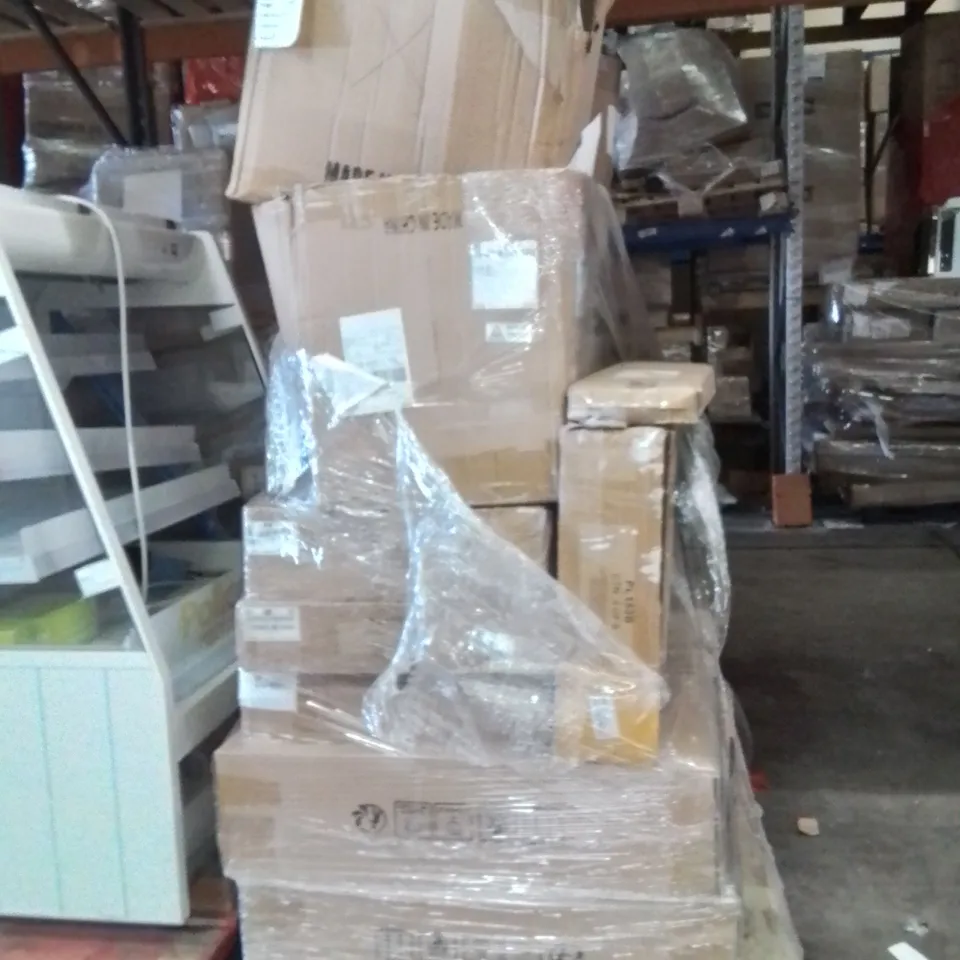 PALLET OF ASSORTED HOUSEHOLD GOODS AND PRODUCTS TO INCLUDE;TABLE,GOLF CLUB CASE,SEWING THREADS 