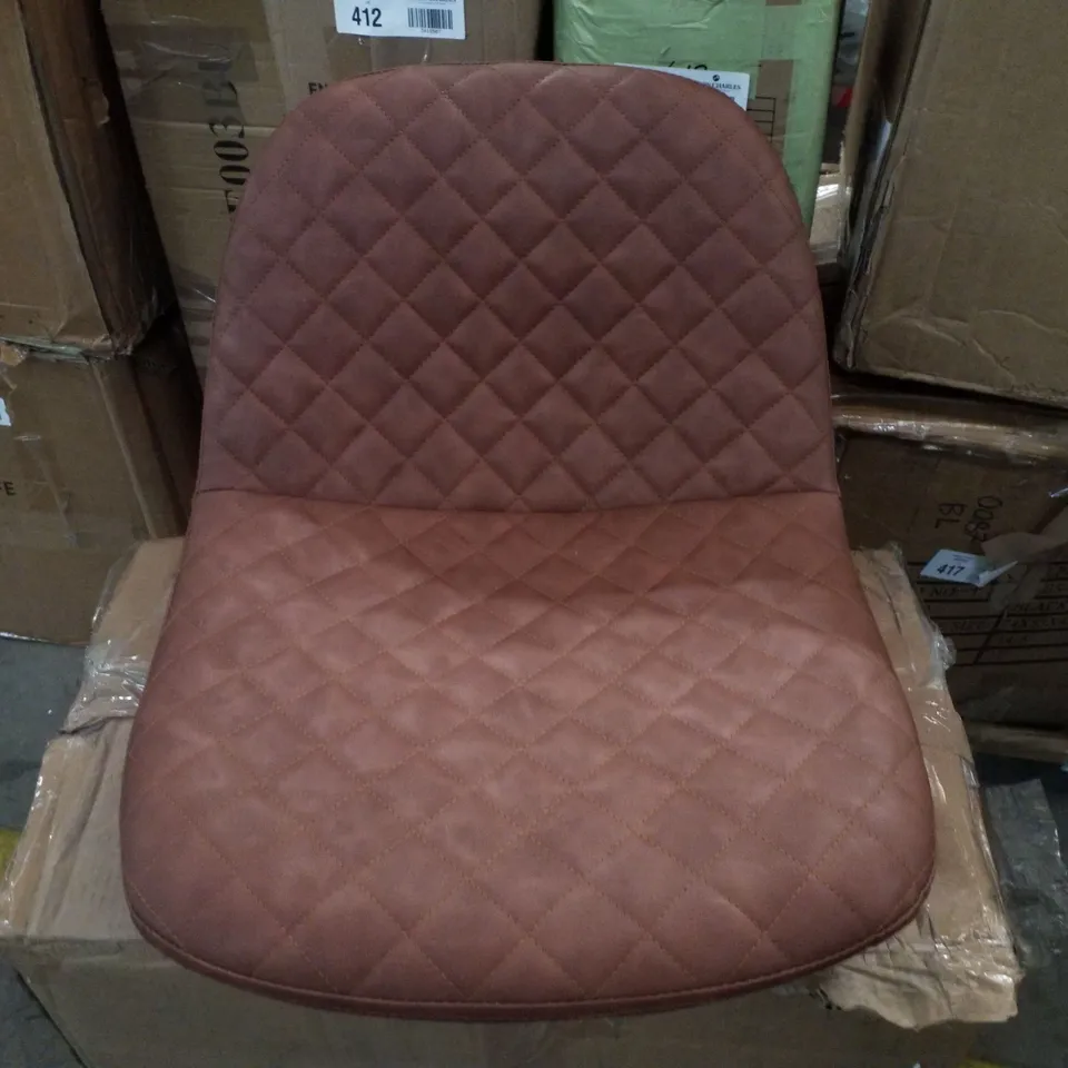 BOXED PAIR OF OFCASA PU LEATHER PAIR OF BAR STOOLS - BROWN
