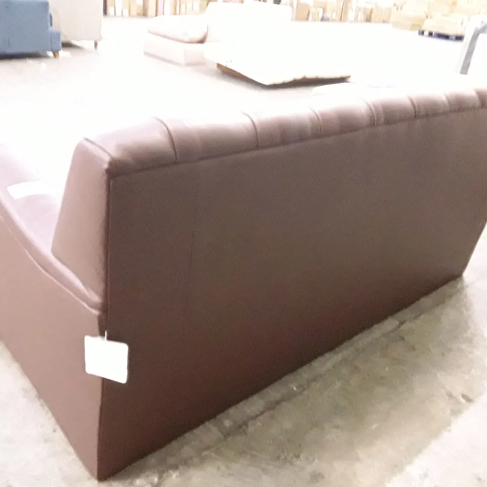 QUALITY DESIGNER FOXCOTE 3 SEATER SOFA BED - BROWN LEATHER