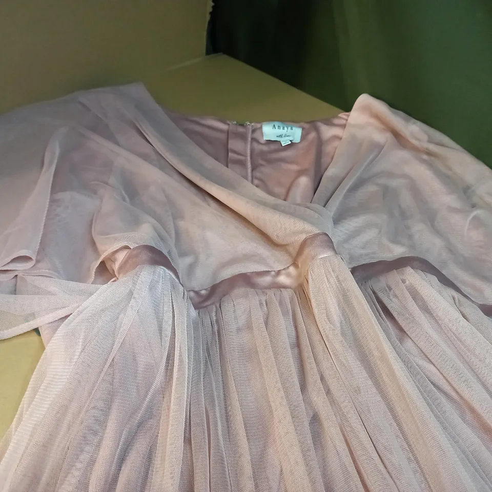 ANAYA DUSTY PINK PLUNGE EVENING GOWN - SIZE 22