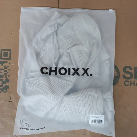 BAGGED CHOIXX RIPPLE TEXTURE SLIM FIT BUTTON THROUGH SHIRT IN LIGHT GREY SIZE LARGE