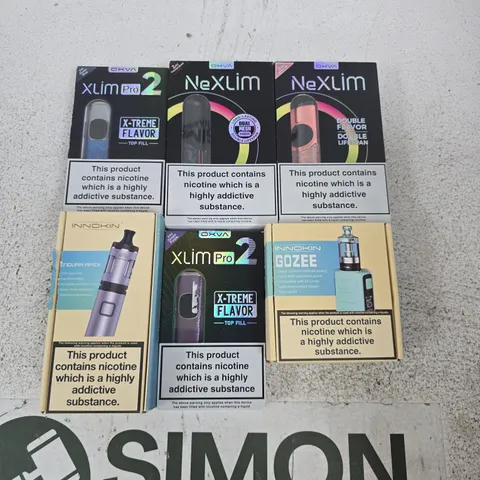 APPROXIMATELY 20 ASSORTED E-CIG PRODUCTS AND ACCESSORIES TO INCLUDE OXVA, INNOKIN, ETC