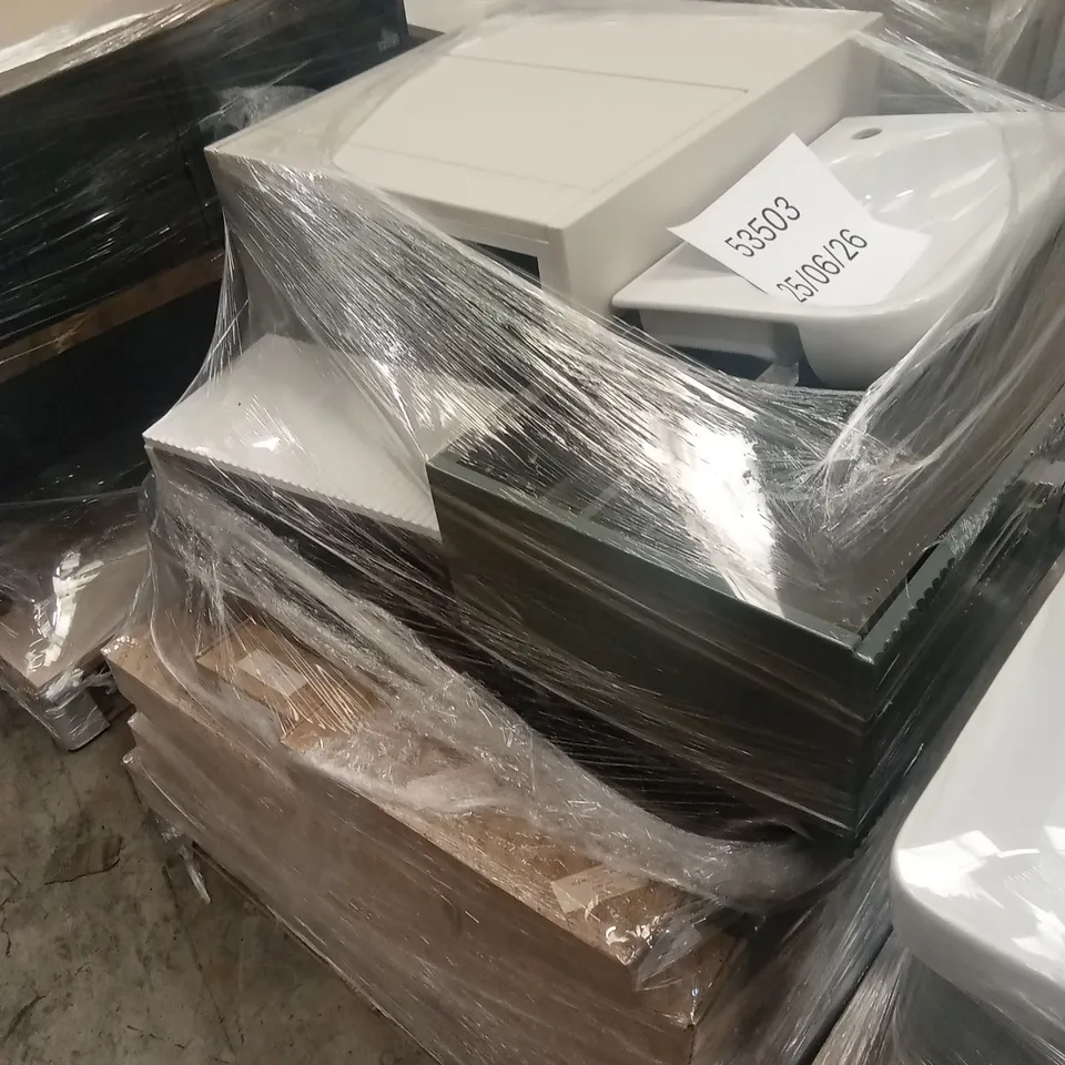 PALLET OF ASSORTED DESIGNER BATHROOM VANITY UNITS AND BASINS