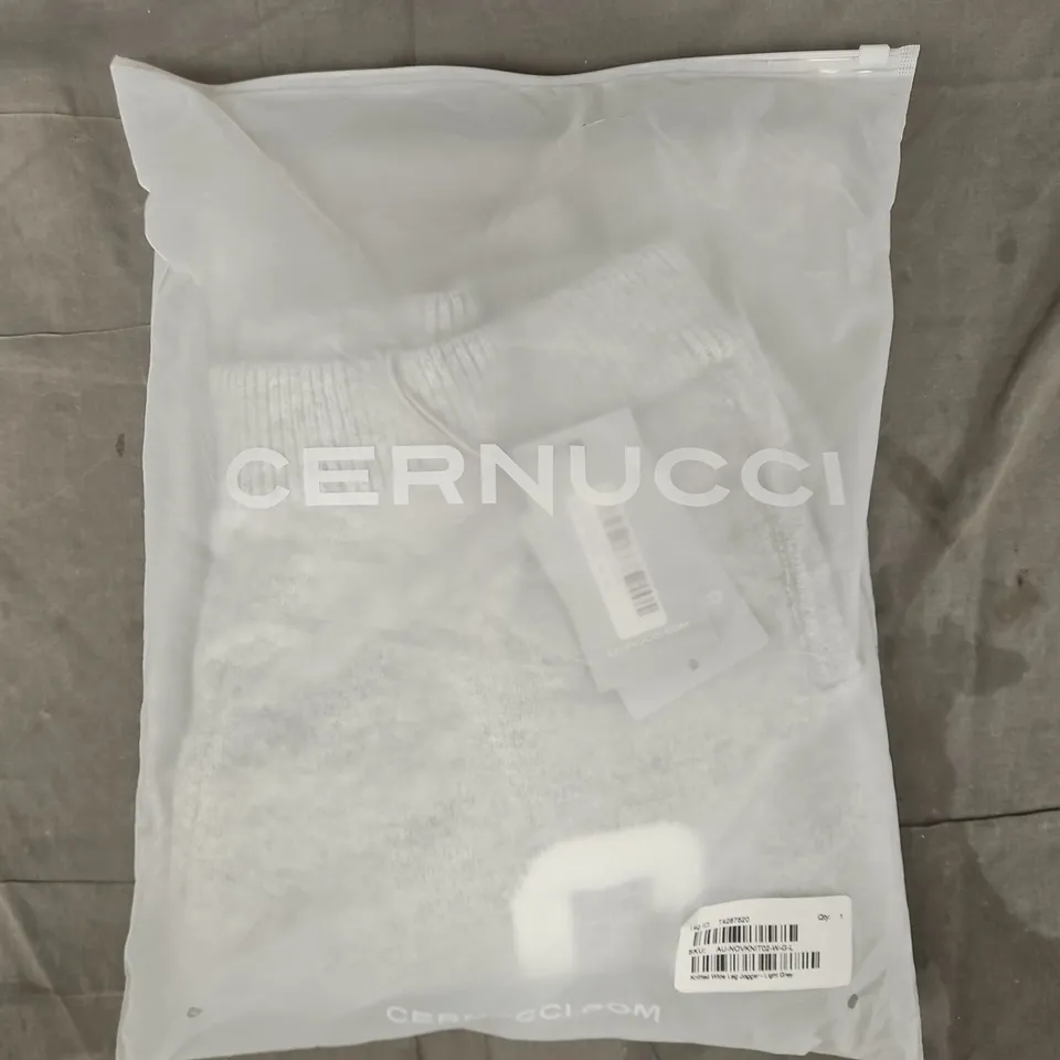 BAGGED CERNUCCI KNITTED WIDE LEG JOGGERS IN GREY SIZE LARGE