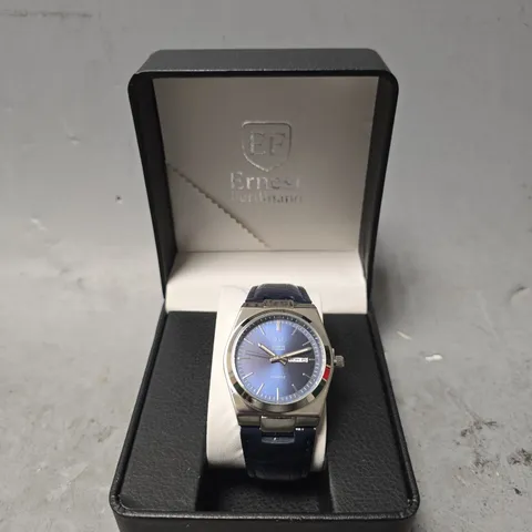 ERNEST FERDINAND WATCH – DAY DATE CALENDAR DIAL – LEATHER STRAP – 3ATM WATER RESISTANT - GIFT BOX