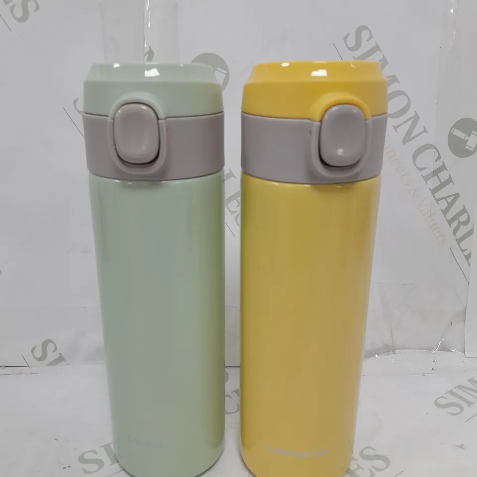 LOCK & LOCK SET OF 2 STAINLESS INSULATED DAILY POP PASTEL WATER BOTTLES