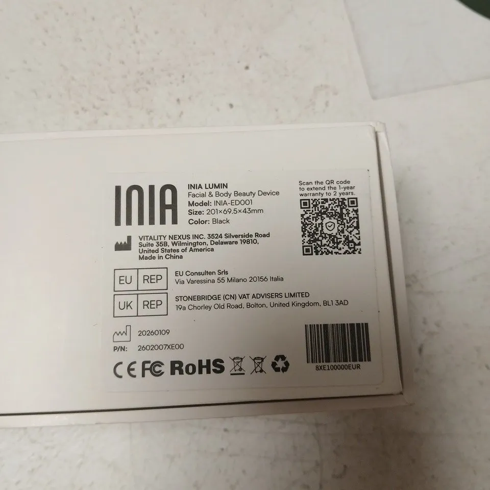 INIA LUMIN FACIAL & BODY BEAUTY DEVICE – MODEL INIA-ED001