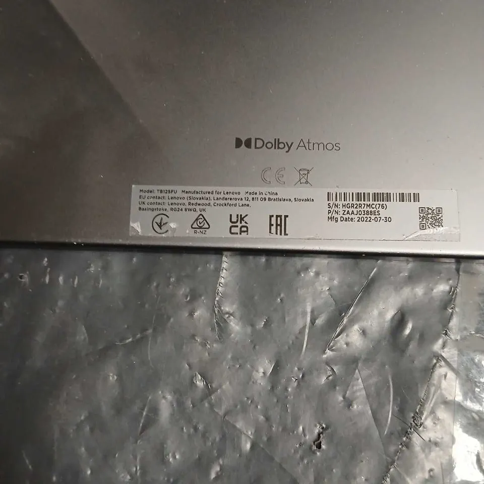 LENOVO TABLET TB125FU – DOLBY ATMOS, METALLIC GREY