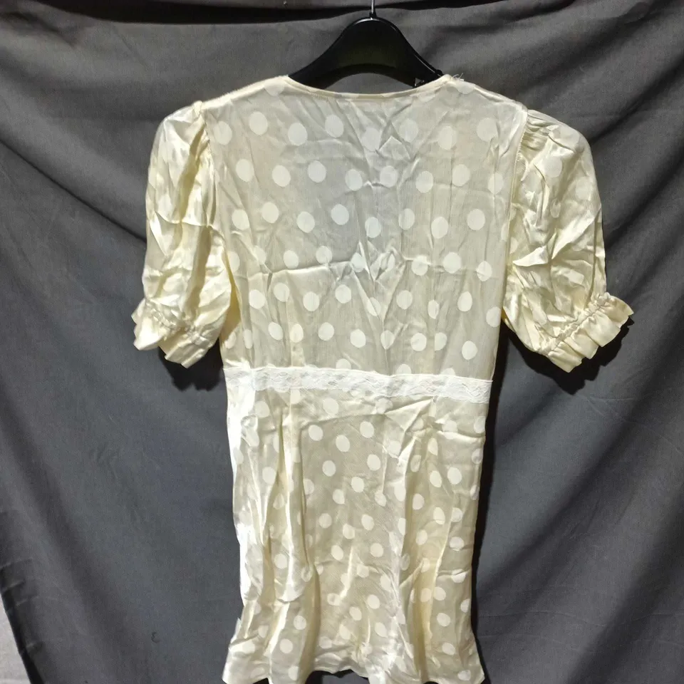 NOBODY'S CHILD PETITE CREAM POLKA DOT DRESS – UK 10 (EU 38, US 6)