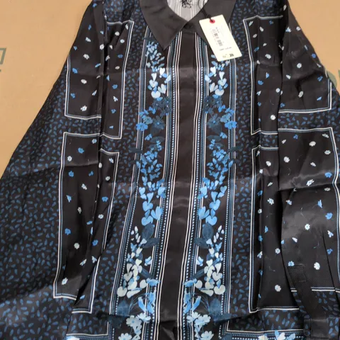 TED BAKER LONDON WOMEN'S SHIRT β BLACK & BLUE FLORAL PATTERN β UK 2 (VERIFY SIZE)