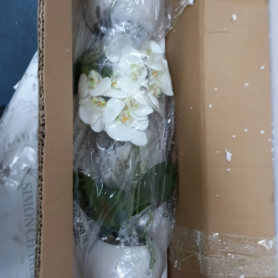 BOXED FAUX FLOWERS IN POT