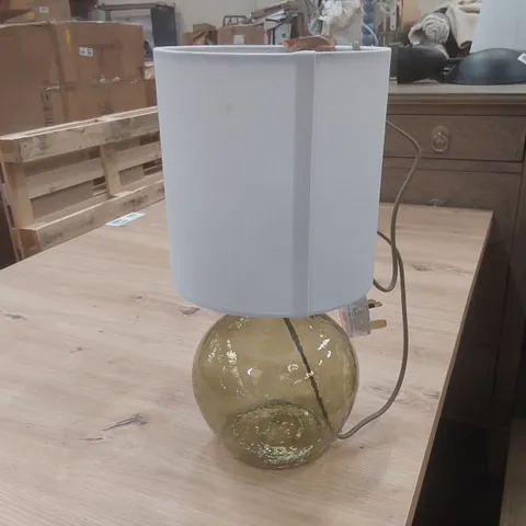 EMILY GLASS TABLE LAMP WITH LINEN SHADE