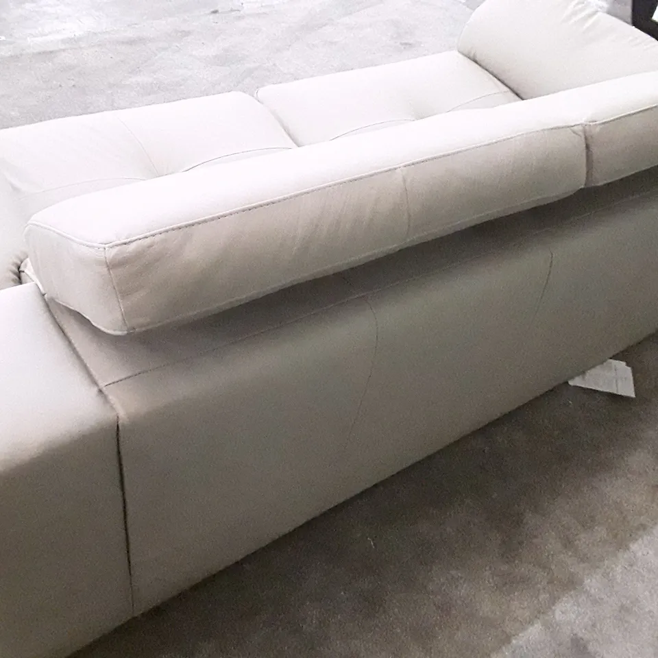 QUALITY DESIGNER 3 SEATER SOFA - IVORY LEATHER