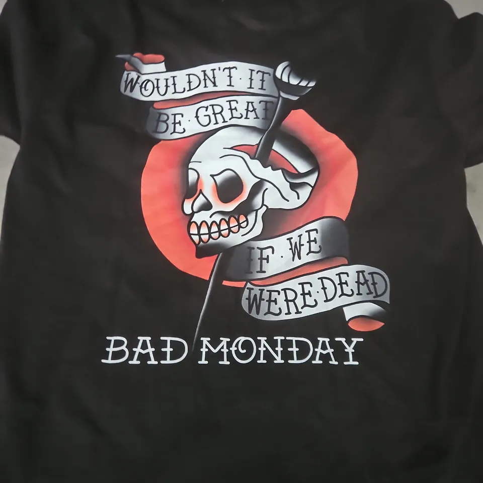 BAD MONDAY SKULL GRAPHIC T-SHIRT – BLACK - MEDIUM