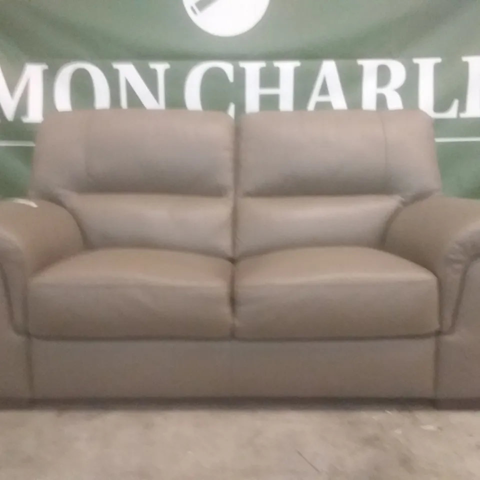DESIGNER ITALIAN MADE VIRGILIO MUD  LEATHER 2 SEATER SOFA 