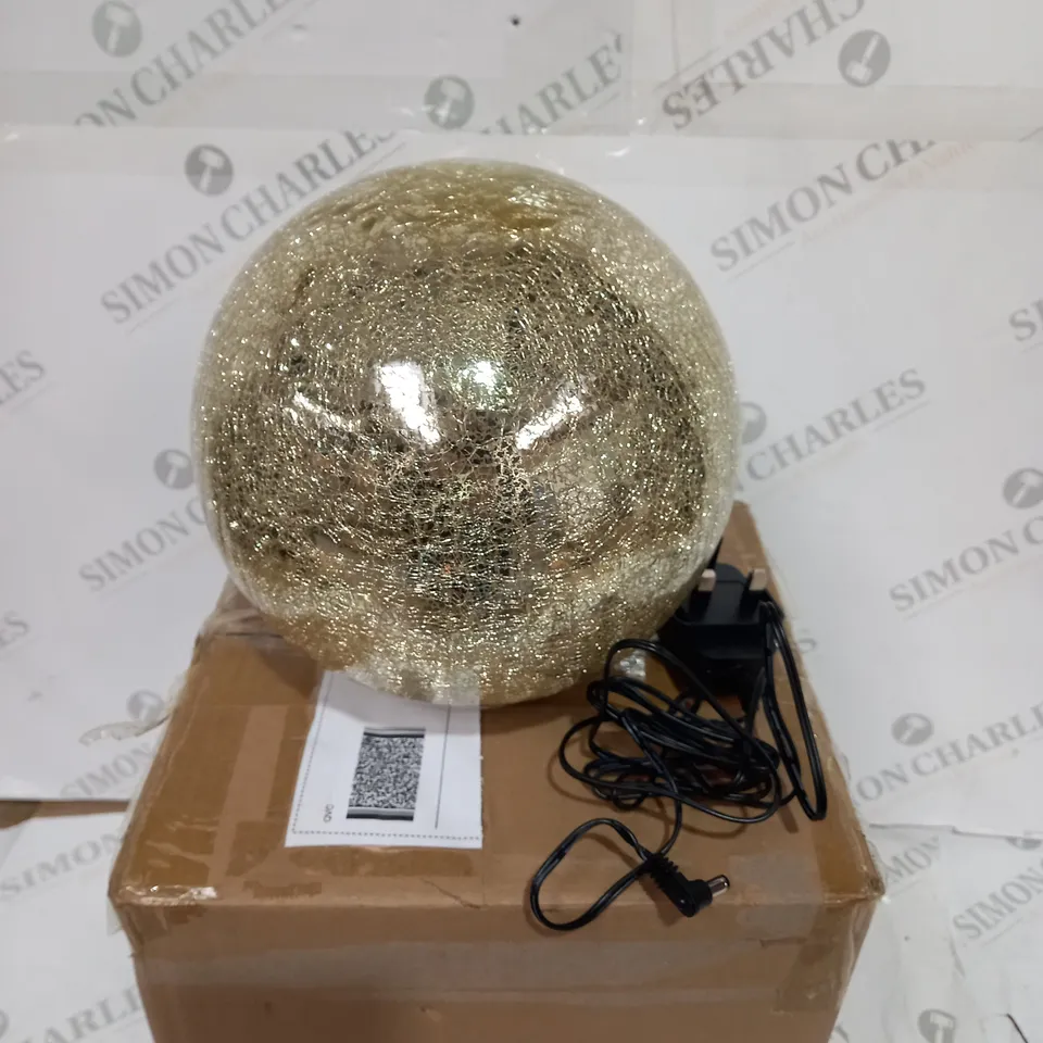 BOXED MR CHRISTMAS 8" GLASS CRACKLE SPHERE WITH ROTATING LIGHT