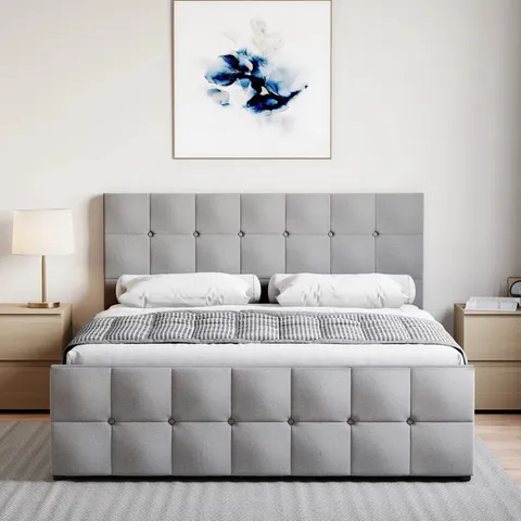 BOXED CONNELL UPHOLSTERED DOUBLE OTTOMAN BED (4 BOXES)