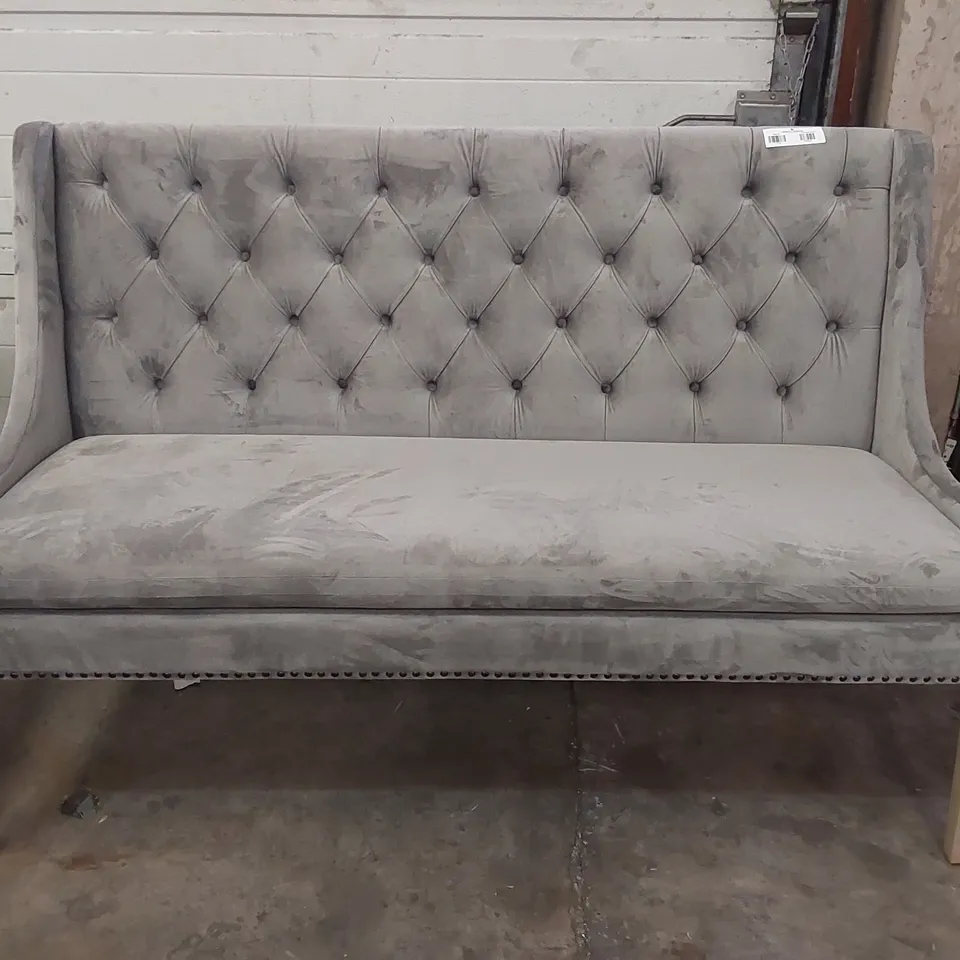 DESIGNER GREY VELVET JACOB BENCH (1 ITEM)