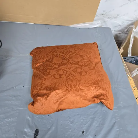 DECORATIVE ORANGE DAMASK CUSHION