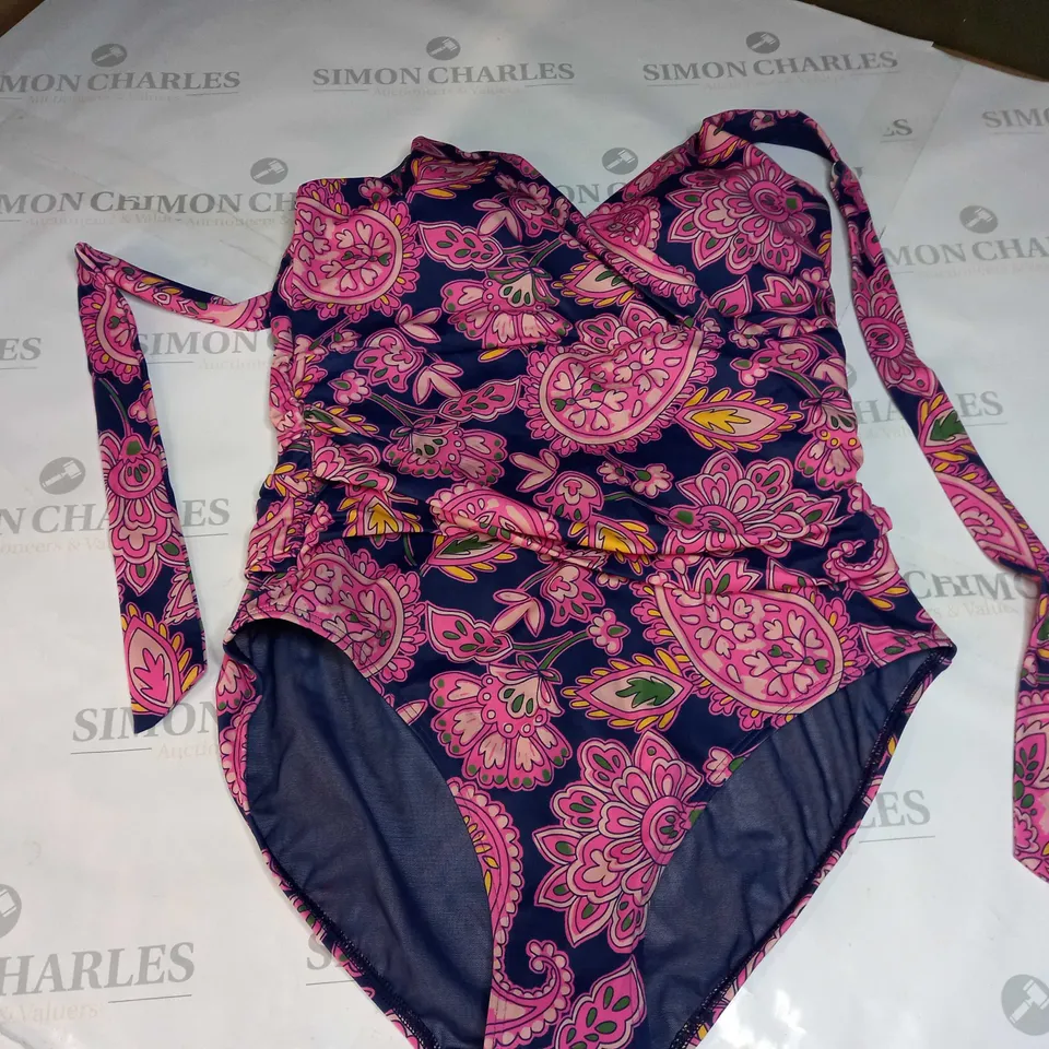 BODEN TROPICAL FLORAL DESIGN SWIMSUIT IN NAVY/PINK - UK 14R