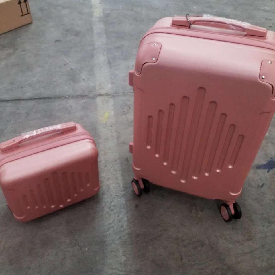 BOXED FCH 2PC HARD SHELL TRAVEL SUITCASES - PINK
